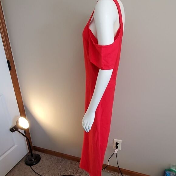 NWT Bobi Los Angeles Red Cold Shoulder Jumpsuit XS - Picture 4 of 6